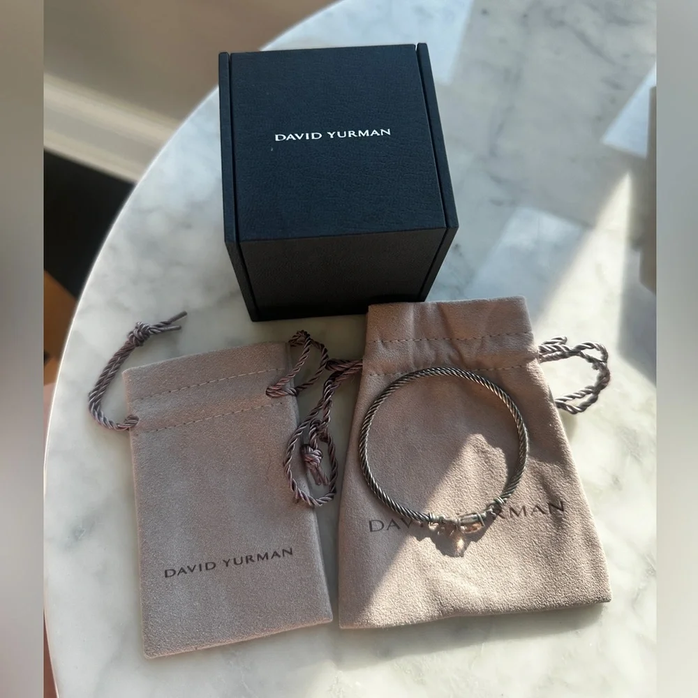 David Yurman Petite Wheaton Morganite Diamond 925 Sterling Silver Ring 5.5 - Picture 5 of 7